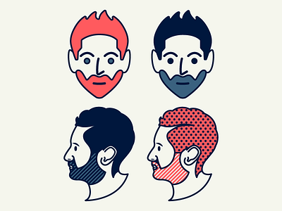 Old me/new me face hair head human mono line new old patterns vector