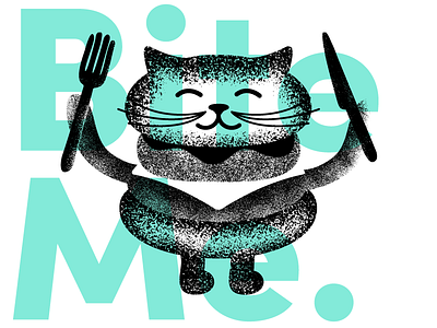 Line - Bite Me bite me burger cat illustrator line poster texture vector