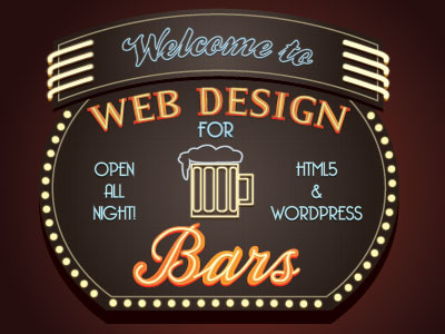 Web Design For Bars alcohol bar bar sign beer booze lights liquor mug neon restaurant sign