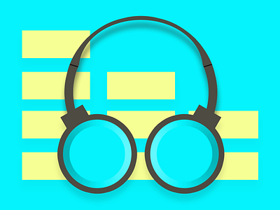 headphone doodle blue and yellow design