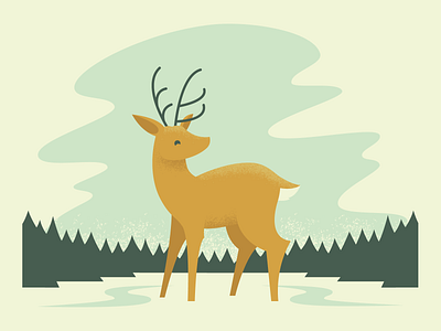 Deer animal christmas deer forest ice illustration illustrator pastel snow vector winter