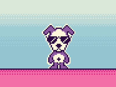 animated 8-bit dog with sunglasses