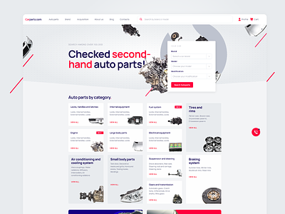 E-Commerce Web Site Design for auto parts e-commerce red redesign simple uiux white