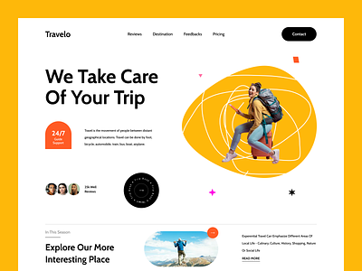 Travelo app figma header travel uidesign website