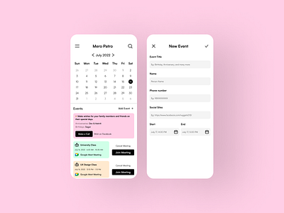 Calendar App- Mero Patro app app design calendar calendar app date design dribbble event mobile app mobile design time ui ux