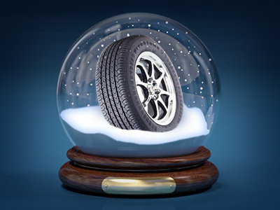 Snow Globe automotive blue illustration snow snow globe tire winter wood