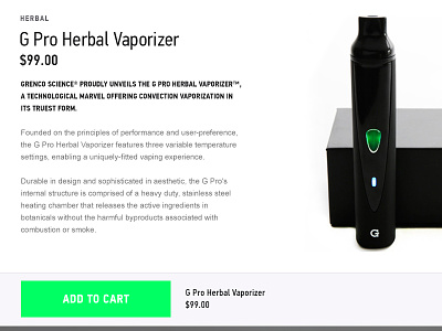 Product Page - Grenco Science add to cart checkout css3 e commerce ecommerce online store product product page shopify vaporizer