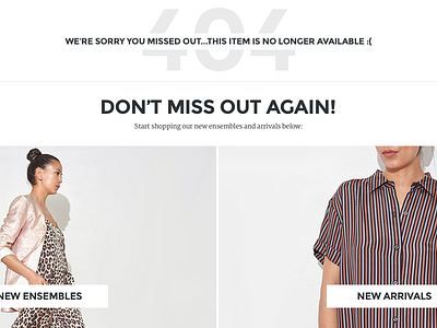 404 Page Not Found 404 ecommerce fashion shopify