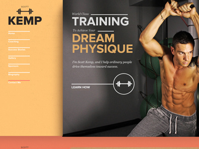 Scott Kemp Fitness Website body building exercise fitness georgia homepage mockup nutrition proxima nova salmon scrolling site weight lifting