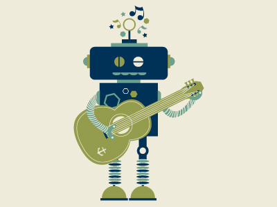 Robot guitar illustration music robot