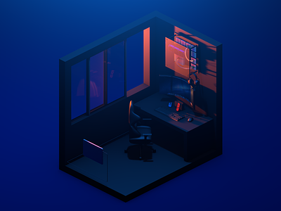 Tiny office | balcony 3d 3d art art blender c4d cinema4d game art gaming office room