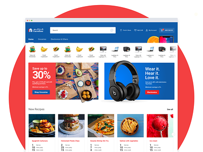 Carrefour UAE - web desktop homepage concept banners categories concept ecommerce electronics groceries homepage inteface navigation recipes ui uiux ux