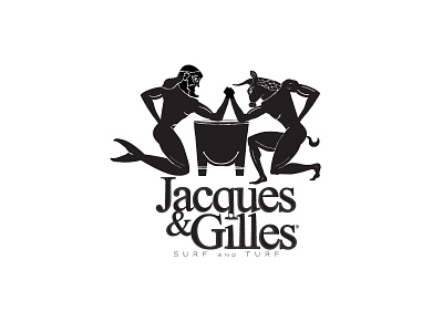 Jacques & Gilles branding design character design culinary food graphic design greece illustration logo logo design mykonos mythology surf and turf