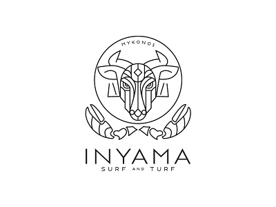 Inyama Mykonos branding design culinary food graphic design greece illustration logo logo design mykonos restaurant surf and turf