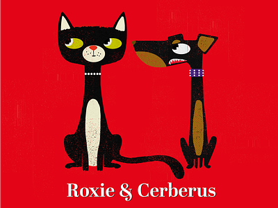Roxie and Cerberus branding cat dog greece illustration pets
