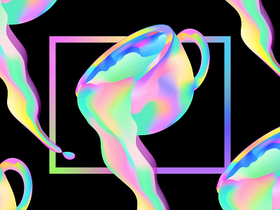Gradient Coffee Spill | Mango Chutney Website abstract art branding coffee curve design drink geometric gradient graphic design illustration modern rainbow retro shape ui vaporwave vector wave website