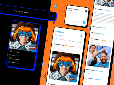 World's Greatest Shave App | Post and Timeline Feed app app design charity comic book donations feed flat fundraising interface design leukaemia foundation mango chutney mobile options photo sharing shaving timeline ui user experience ux worlds greatest shave