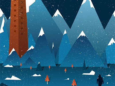 Death match illustration poster cold design goal graphic illustration mountains poster shadow snowstorm survival trees