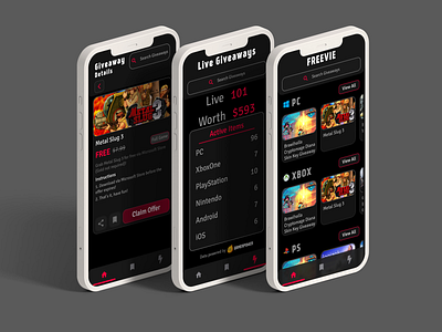 Free Games Giveaway App Ui app ui ux