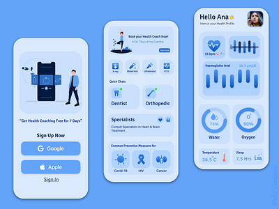 Health App Tracker & Doctor Consultation doctor app health app health care health coach health tracker healthcare tracking app ui ux