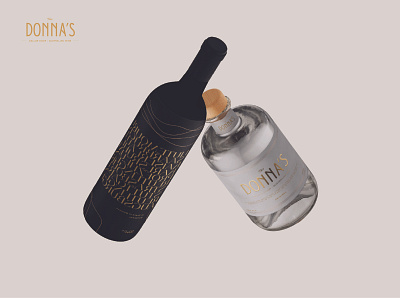 Donna's Wine and Gin branding gin graphic design logo mockup wine