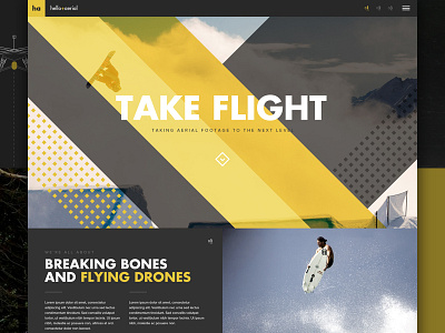 Drone Concept angle design drone elegant seagulls header hero ui web yellow