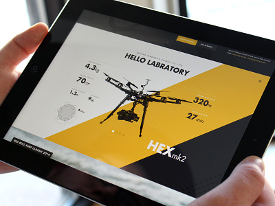 Hello Laboratory angle design drone elegant seagulls lab labs stats ui web yellow