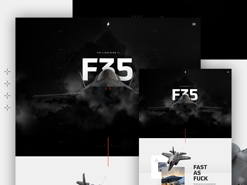 F35 Lightning II jet f35 type hero parallax design web ui layout