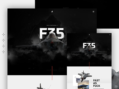 F35 Lightning II design f35 hero jet layout parallax type ui web