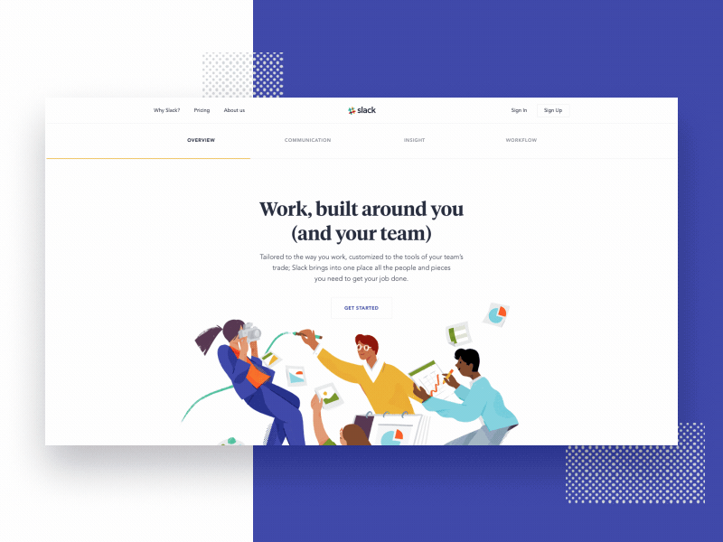 Why Slack Motion app design hero landing layout motion parallax slack type ui web