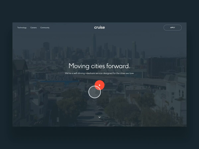 Cruise Homepage design hero layout motion parallax type typography ueno ui web