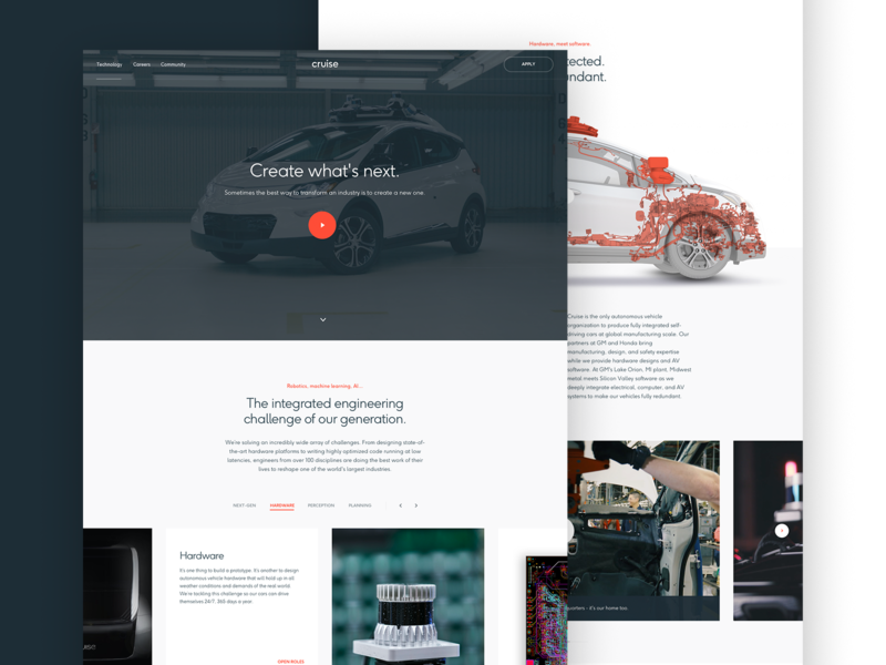 Cruise Technology design header hero layout motion parallax type typography ueno ui web