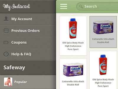 Instacart App app design elegant seagulls texture web