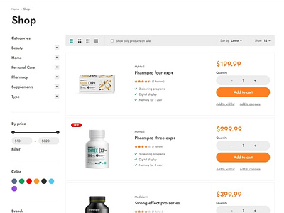 Ecommerce Shop page