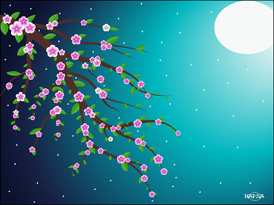 Flower tree of Moonlit night design graphic design icon illustration vector