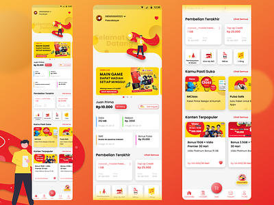 Indosat Mobile App Home Page - Redesign design home page homepage design mobile mobile app mobile app design mobile app inspiration mobile design mobile home page mobile ui ui ui design uiux