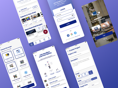 Sandbox App - Job app for freelancers app design design homepage homepage design mobile mobile app mobile app design mobile design mobile ui simple design ui ui design ui inspiration uiux