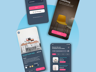 Furniture Mobile App animation app branding color design furniture illustration logo minimal mobile design mobileapp prototyping typography uidesign uidesignapp ux uxwriting vector