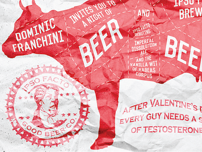 Beer and Beef beef beer cow invitation seal texture typography