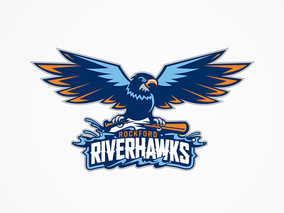 RiverHawks baseball bird branding hawk logo river rockford