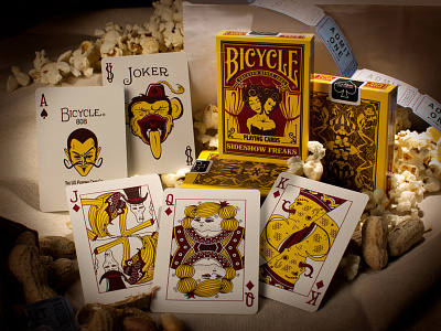 Sideshow Freaks bearded lady bicycle playing cards cards carnival freaks lizzard man monkey photography playing cards sideshow sideshow freaks tall man