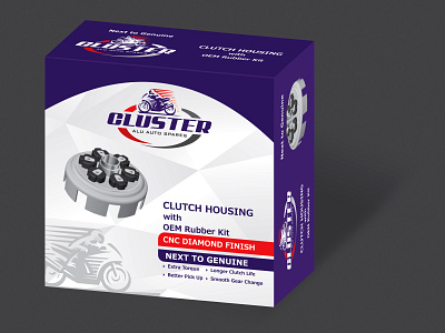 Cluster Auto Parts Packaging Design adobe box branding design graphic design illustration illustrator logo typography ui ux vector