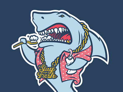 Stay Fresh brushing teeth design fat gold chain fresh illustration shark t shirt design toothpaste