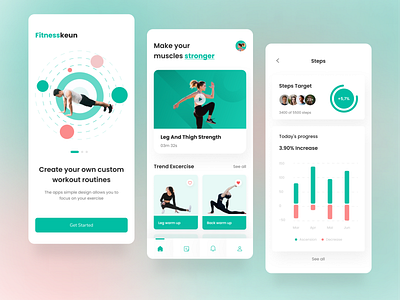 Fitnesskeun Mobile App app clean design digital fitness app graphic design mobile app progress sport ui ui kit ui ux ux workout workout app