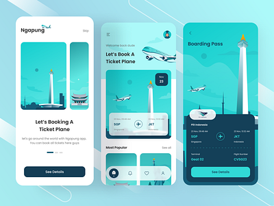 Ngapung✈️ - Ticket Plane Mobile App app booking app clean design graphic design illustration mobile app plane ticket ticket app ui ui design ui ux