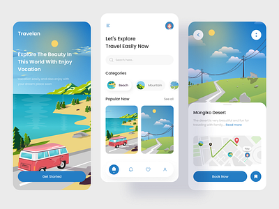 Travelan Mobile Apps app branding clean design graphic design illustration mobile app travel app travelling ui ui design vector