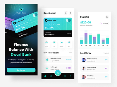 Finance Dwarf Bank Mobile App analytic app bank app branding design finance app fintech graphic design mobile app transactions ui ui design ui kit