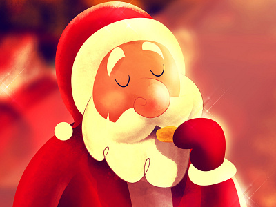 Greedy Santa character christmas festive food holiday illustration lighting santa season texture wacom xmas