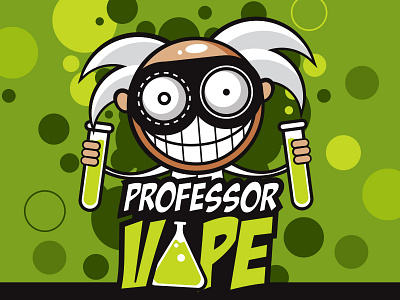 Professor branding cartoon character eliquid illustration logo mascot professor science vape vector