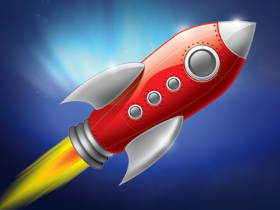 Rocket icon illustration metal rocket shiney